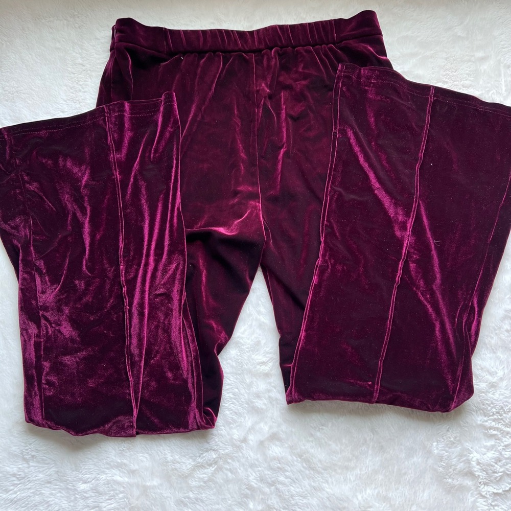 Halara Women's Purple Velvet Flare Pants High Rise Size XL New With Tags - Picture 5 of 13